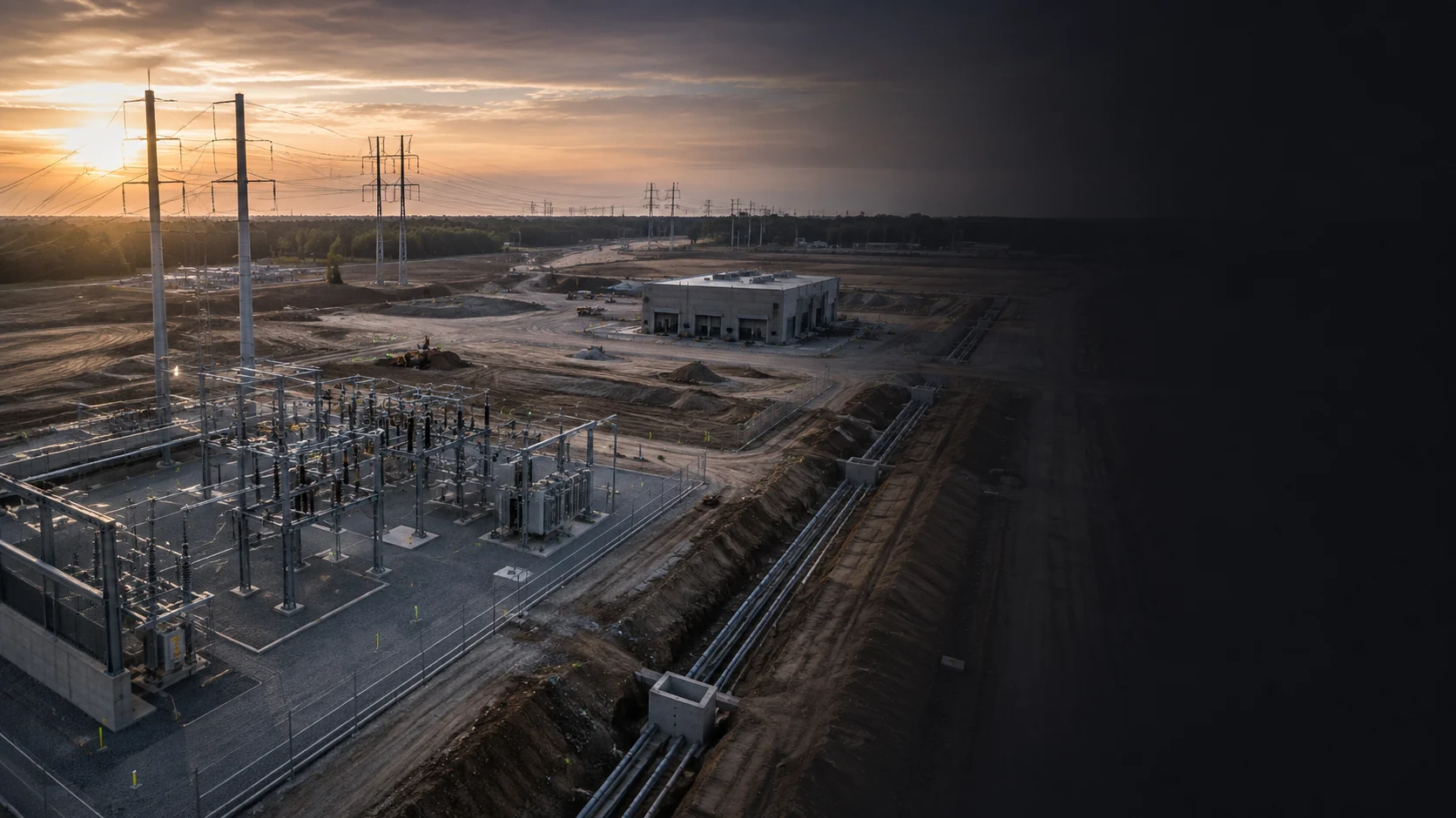Powered industrial site and substation positioned for AI infrastructure